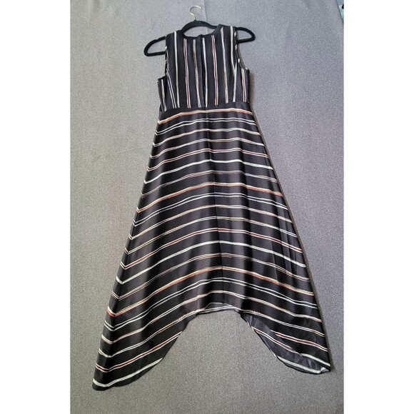 Classiques Entier Size 2 Black Striped Silk Blend Handkerchief Hem Dress READ652 - Picture 2 of 11